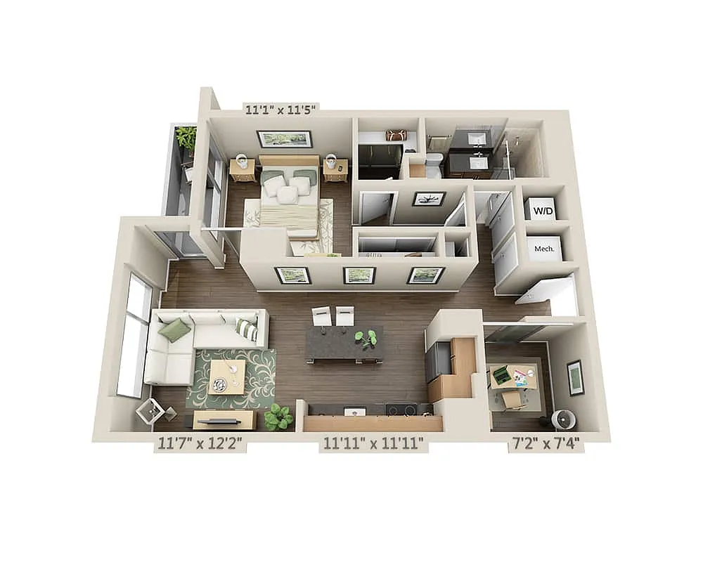 Floor plan One Bedroom A1ND