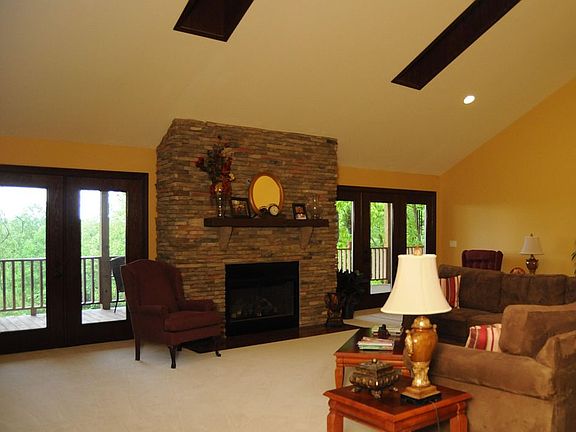 Stacked Stone Fireplace