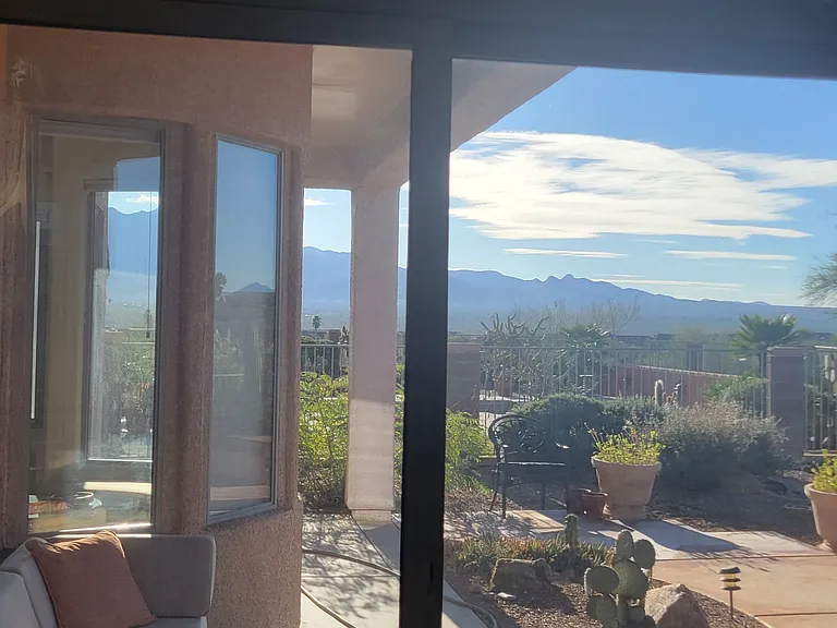 A view from the master bedroom looking East toward the Santa Rita Mountains.
