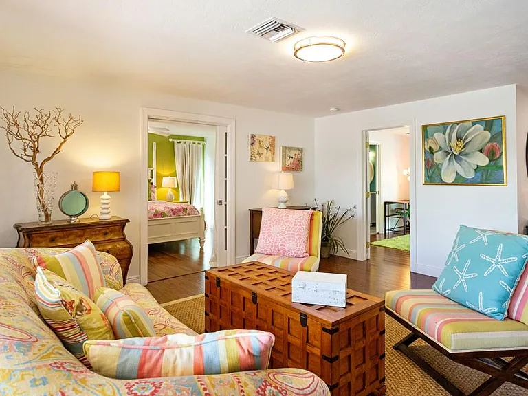 Living room with view of master and 2nd bedroom