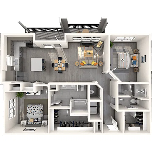 Floor plan B3 2x2 1255 SF