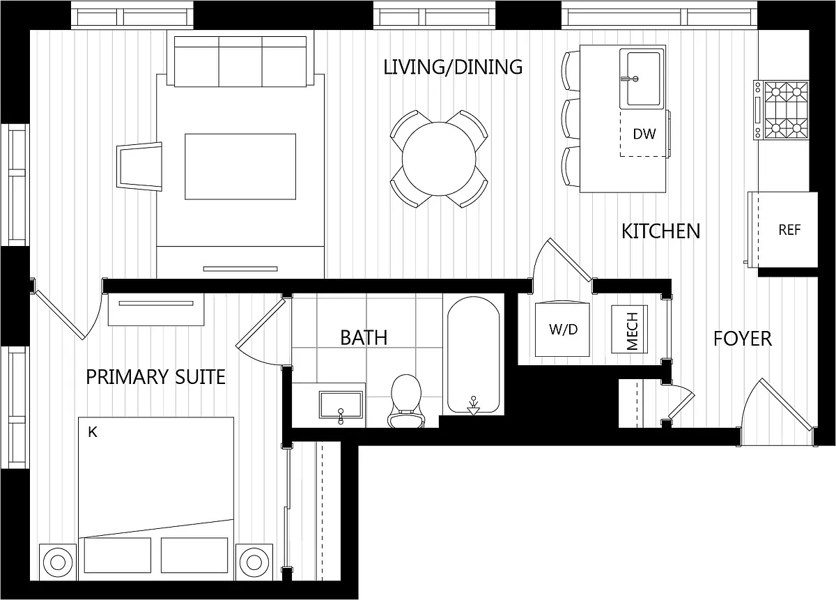 Floor plan 1 Bed/1 Bath-C24