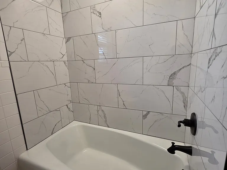 Newly tiled shower