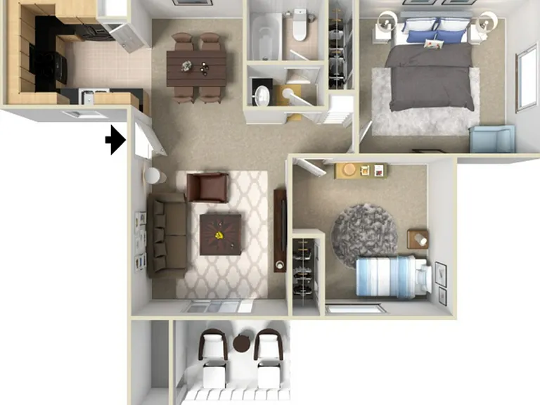 2 Bedroom 1 Bathroom 2 Bedroom 1 Bathroom