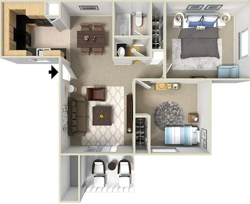 Floor plan 2 Bedroom 1 Bathroom Upstairs