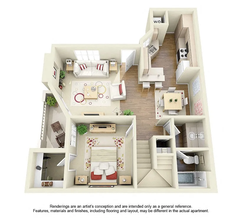 Floor plan Two Bedroom Two Bath Townhouse