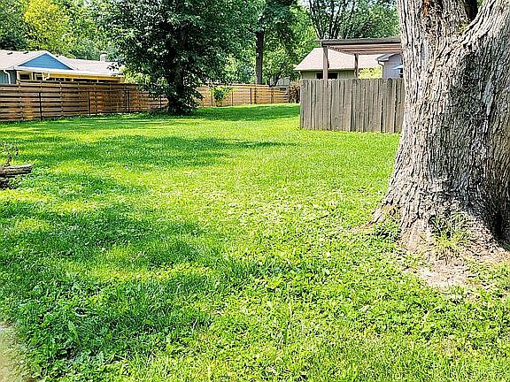 Big backyard with mature trees