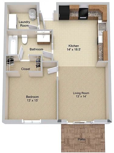 Floor plan One Bedroom with Den
