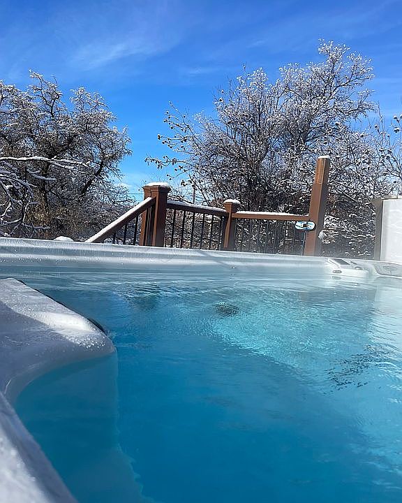 Large swim spa and deck