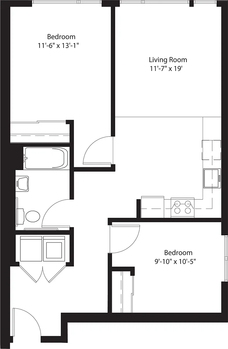 Floor plan 2 Bedroom 1 Bath B