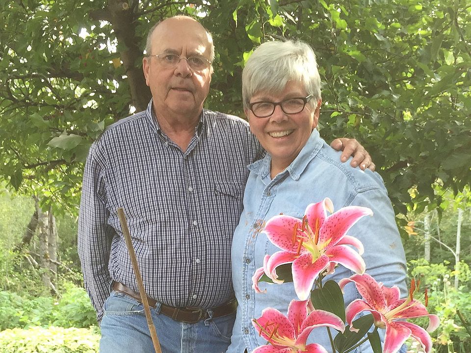 Roger and Mary in the garden