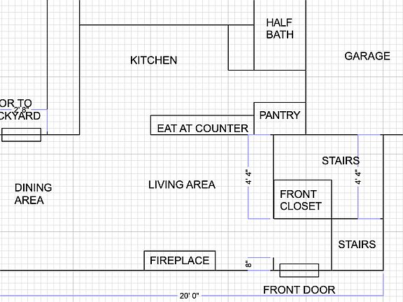 This is a rough Drawing of the main level floor plan.