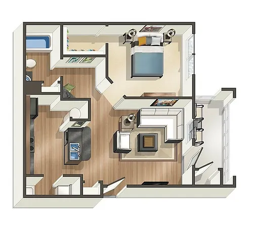 Floor plan A1 - Ridgecrest - One Bedroom, One Bathroom