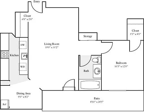 Floor plan 1 Bedroom CC