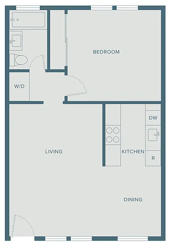 Floor plan Modern 1 Bedroom 1 Bathroom Residence