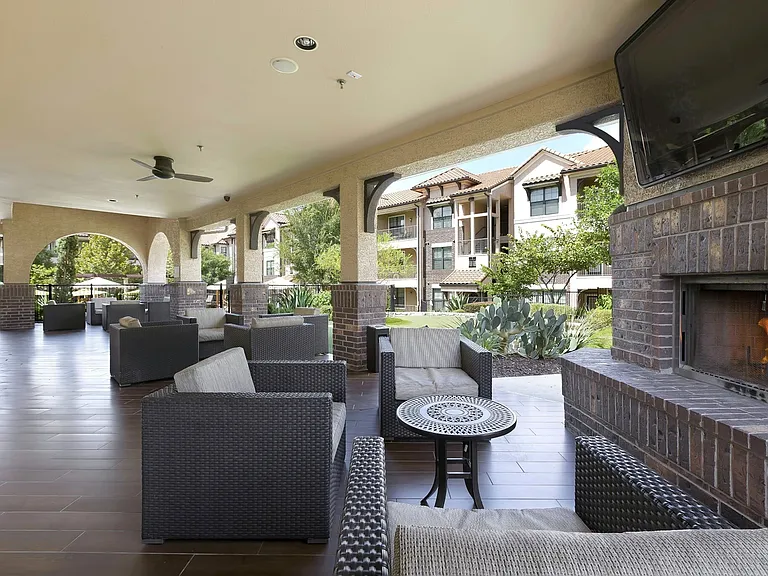 Outdoor Fireplace and Seating Area