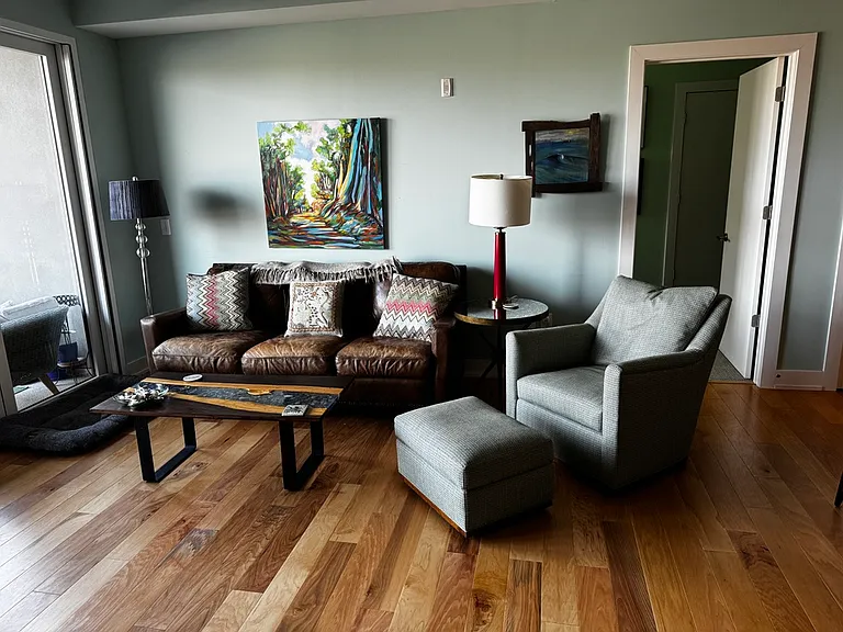Living Room Area light coming in from Deck area facing Central Park.