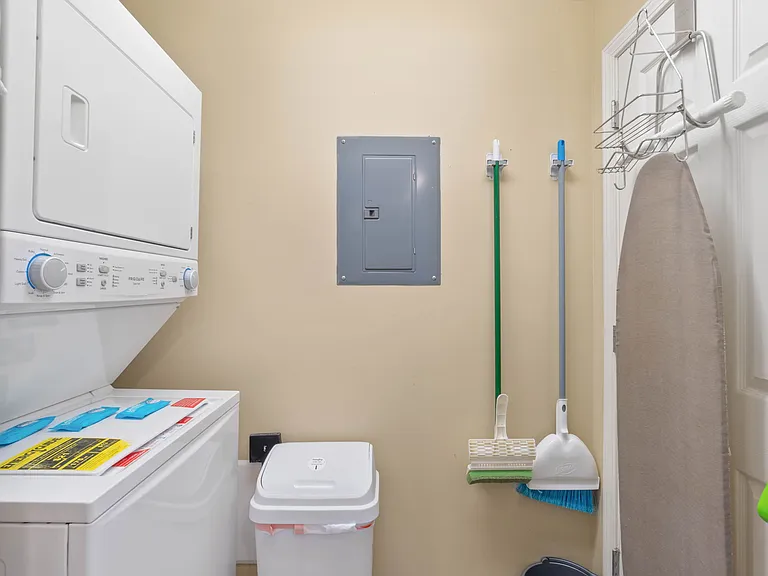 In-unit free laundry by the kitchen closet space