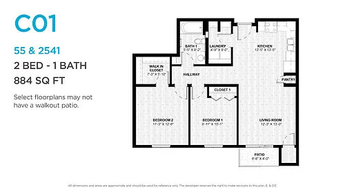 Floor plan Two Bedroom One Bath