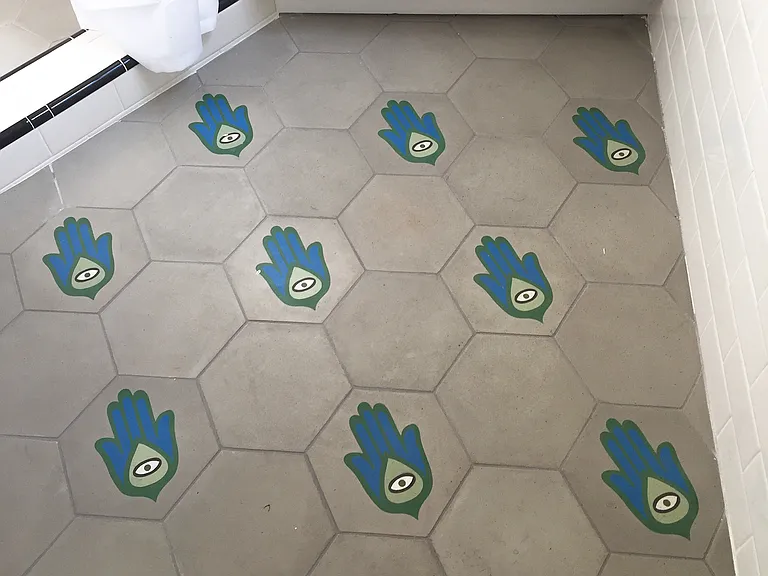 bathroom with custom tile