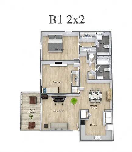 Floor plan 2 Bedrooms | 2 Baths