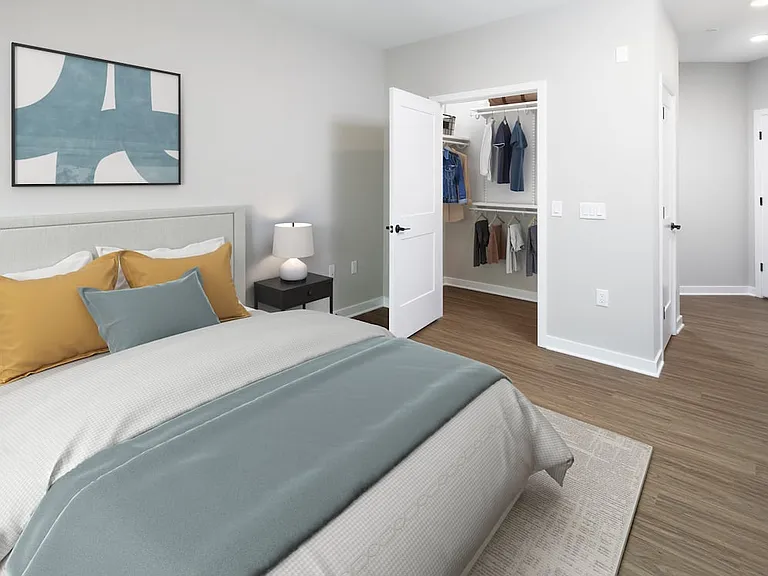 Bedroom with hard-surface flooring
