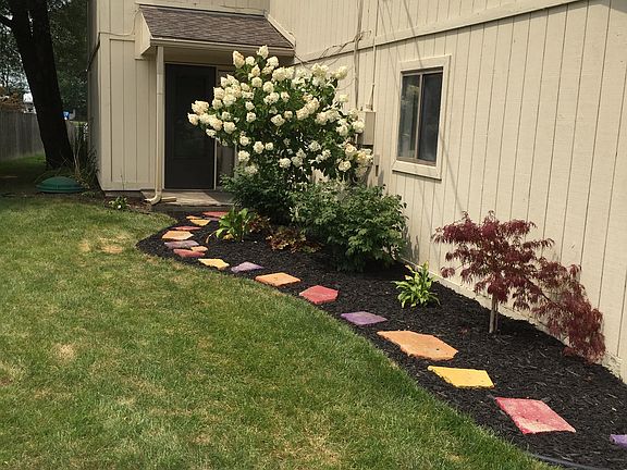 Walk up to back door.