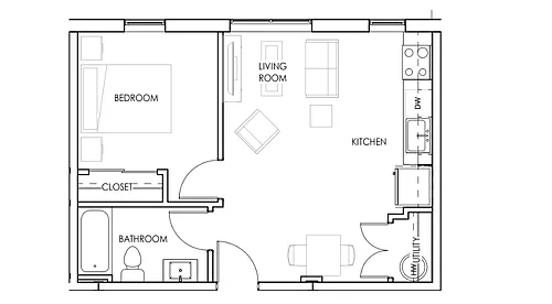 Floor plan One Bedroom One Bath