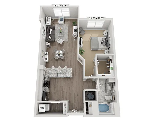 Floor plan One Bedroom A1J