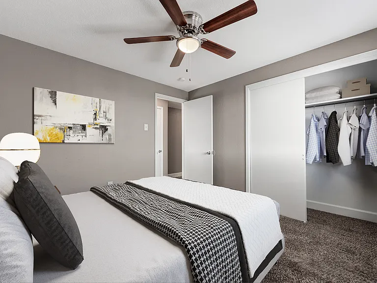 Two bedroom floorplan bedroom with large closet