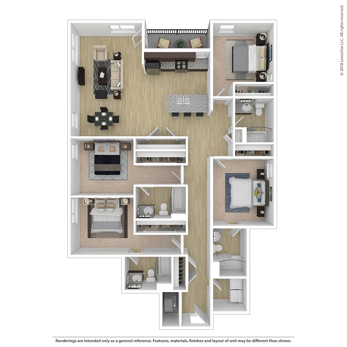 Floor plan The Compass (per bed)
