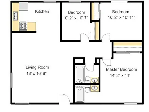 Floor plan 3 Bedroom 2 Bathroom R