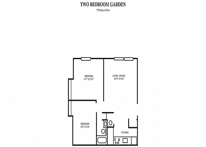 Floor plan 2 Bedroom Garden