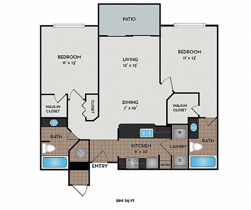 Floor plan 984 Sq Ft