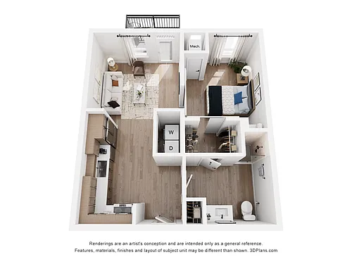 Floor plan 1 Bedroom C4 ADA