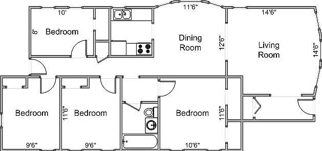 4 bed, 1.0 bath, 1000 sqft, $3,495 — Photo 2