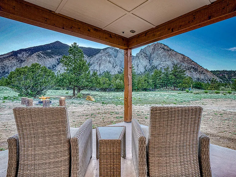 These reclining chairs are a nice spot to lean back and grab those binoculars. There are deer that wander by AND see if you can spot the cross at the top of the Chalk Cliffs.