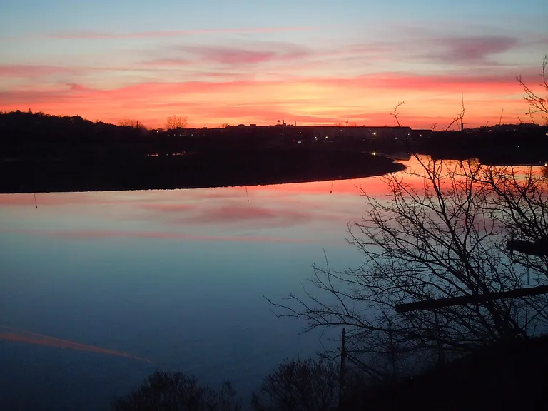 sunset looking west at mid-tide