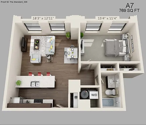 Floor plan One Bed/One Bath - 769