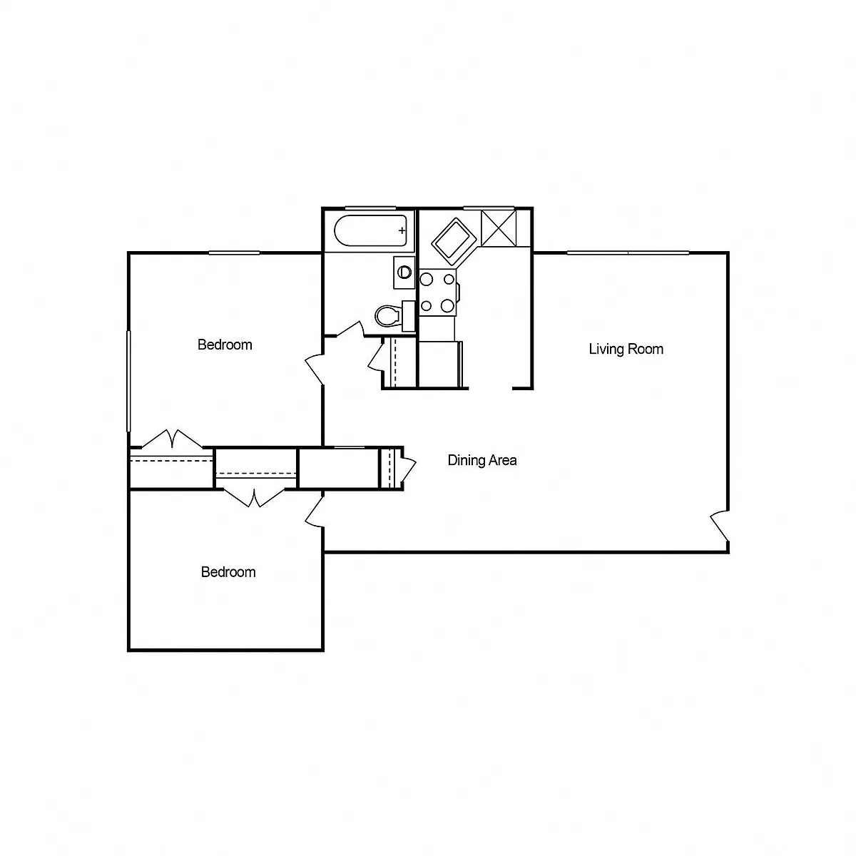 Floor plan Two Bedroom One Bath