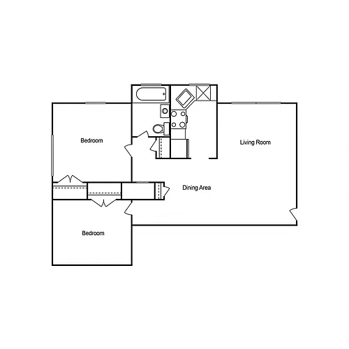 Floor plan Two Bedroom One Bath