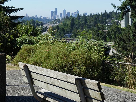 View of downtown Seattle from the park across the house