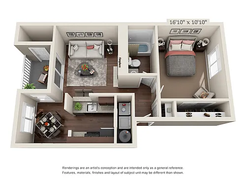 Floor plan 1 Bedroom / 1 Bathroom