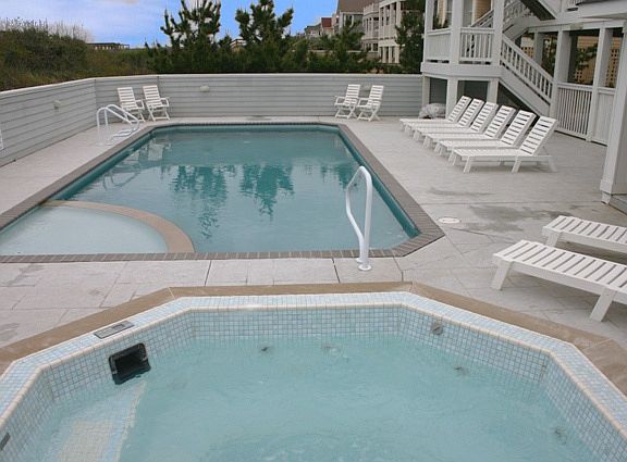 Heated saltwater pool and hot tub