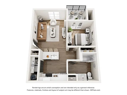 Floor plan One-Bedroom 1A-ADA