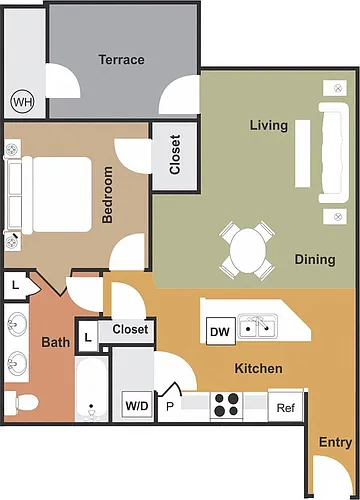 Floor plan One Bedroom POB3