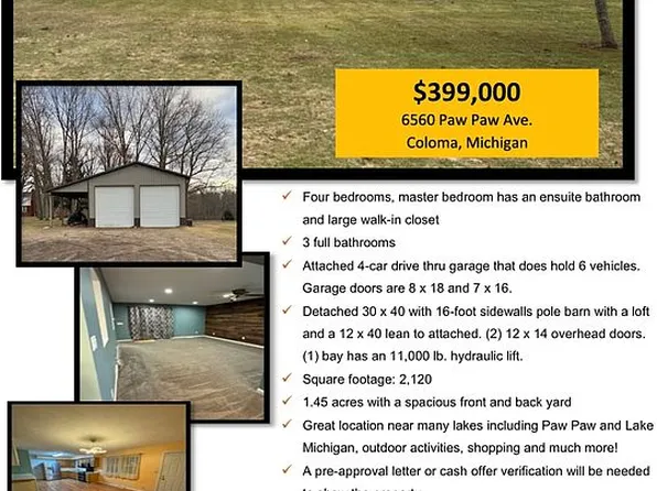 6560 Paw Paw Ave, Coloma, MI 49038