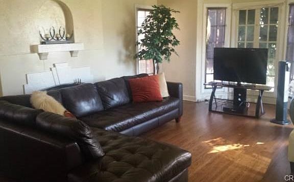 Living room with front bay window