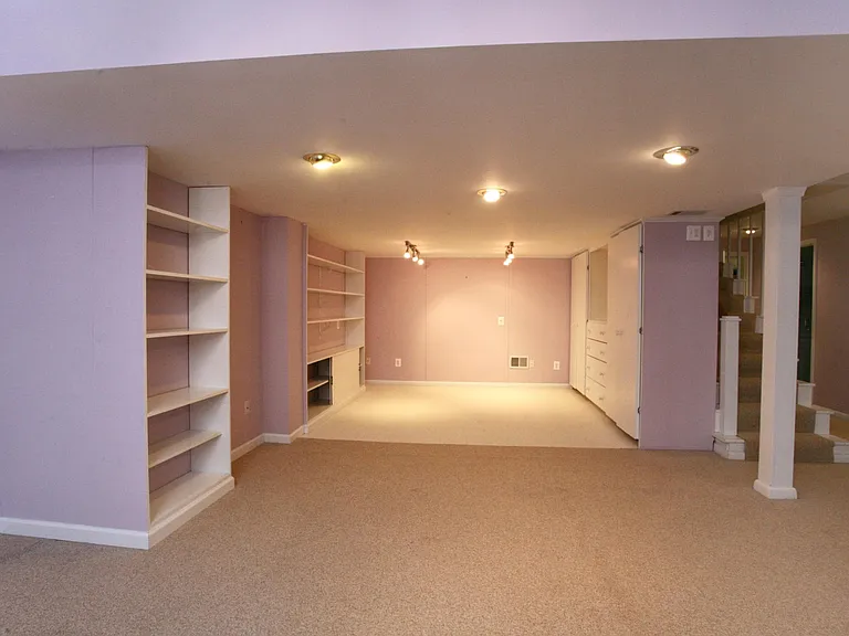 Finished Lower level with built in shelves