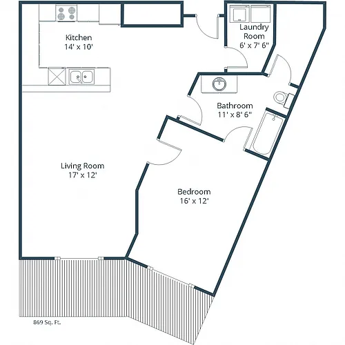 Floor plan One Bedroom 11C